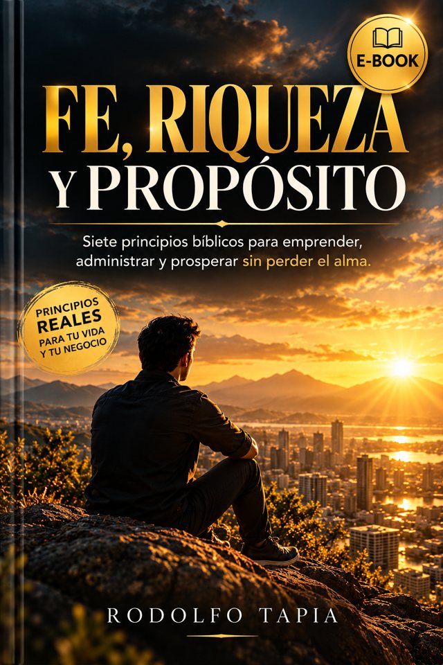 Portada del ebook Fe, riqueza y propósito de Rodolfo Tapia